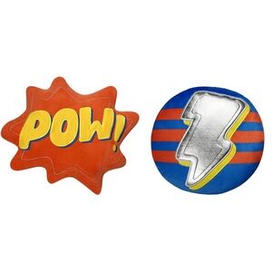 Superhero 2-pack Throw Pillows The Big One Kids Orange POW! Blue Flash 12in 17in